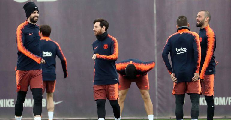 Messi, durante un entrenamiento con el Barcelona