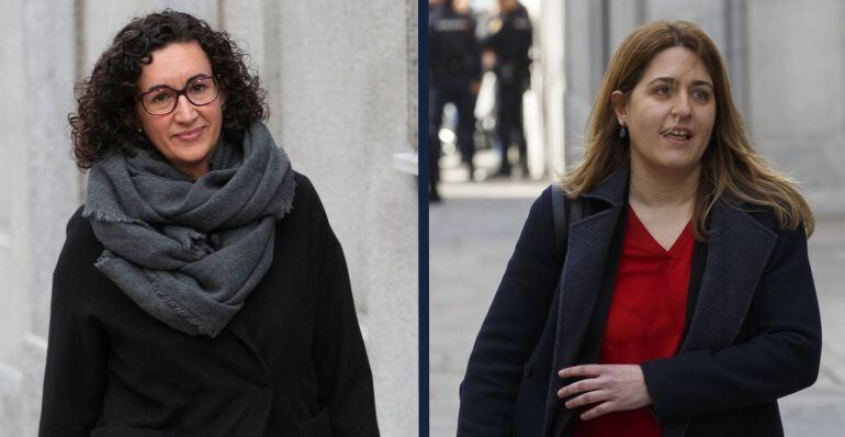 Marta Rovira (esquerra) i Marta Pascal, a la seva arribada al Tribunal Suprem