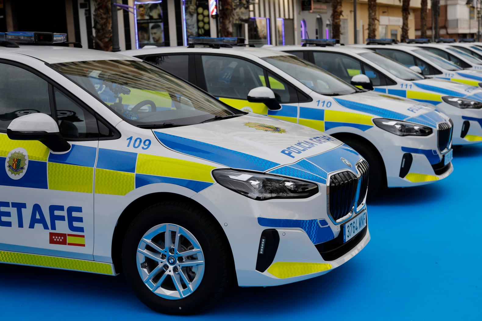 Nuevos coches híbridos enchufables de la Policía Local de Getafe.