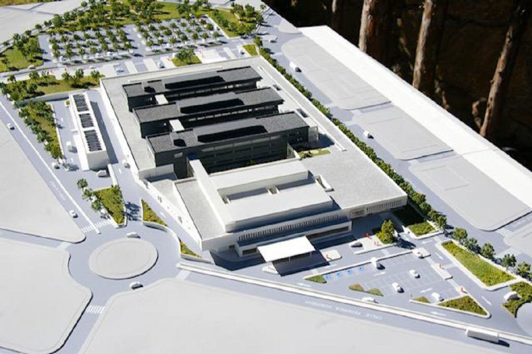 Imagen renderizada de la maqueta del nuevo Hospital de Puertollano