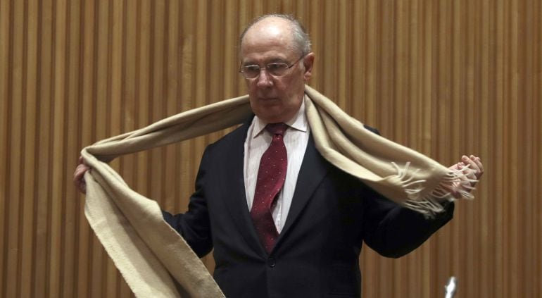 El exvicepresidente y exministro de Economía Rodrigo Rato, a su llegada a la Comisión de investigación de la crisis financiera y rescate bancario del Congreso.