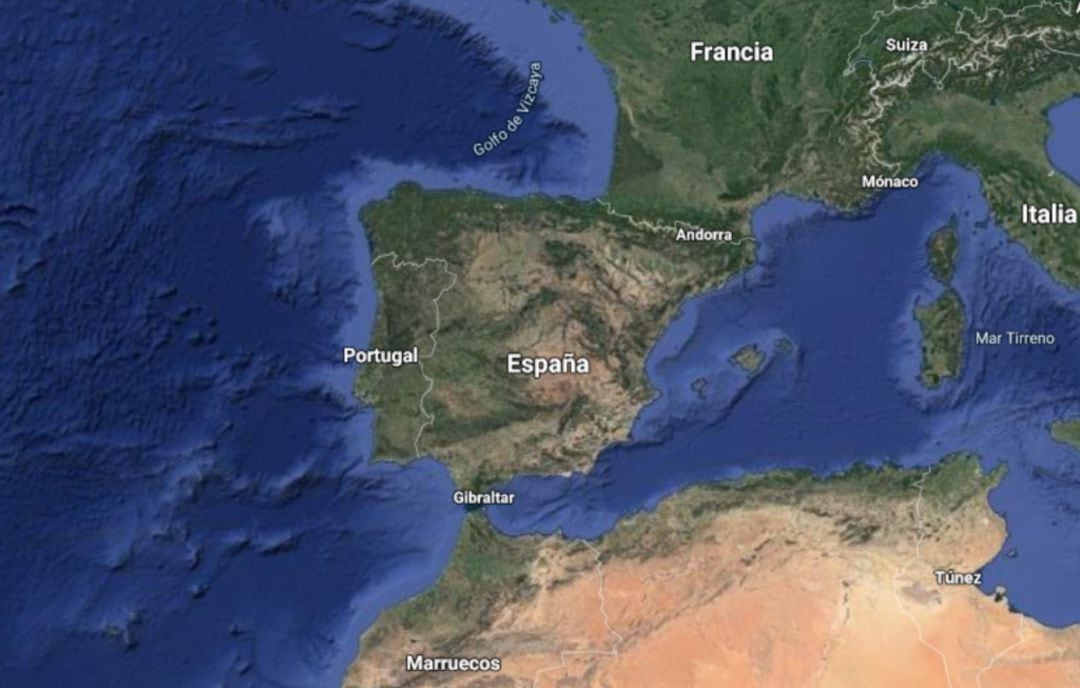 España a vista de satélite.