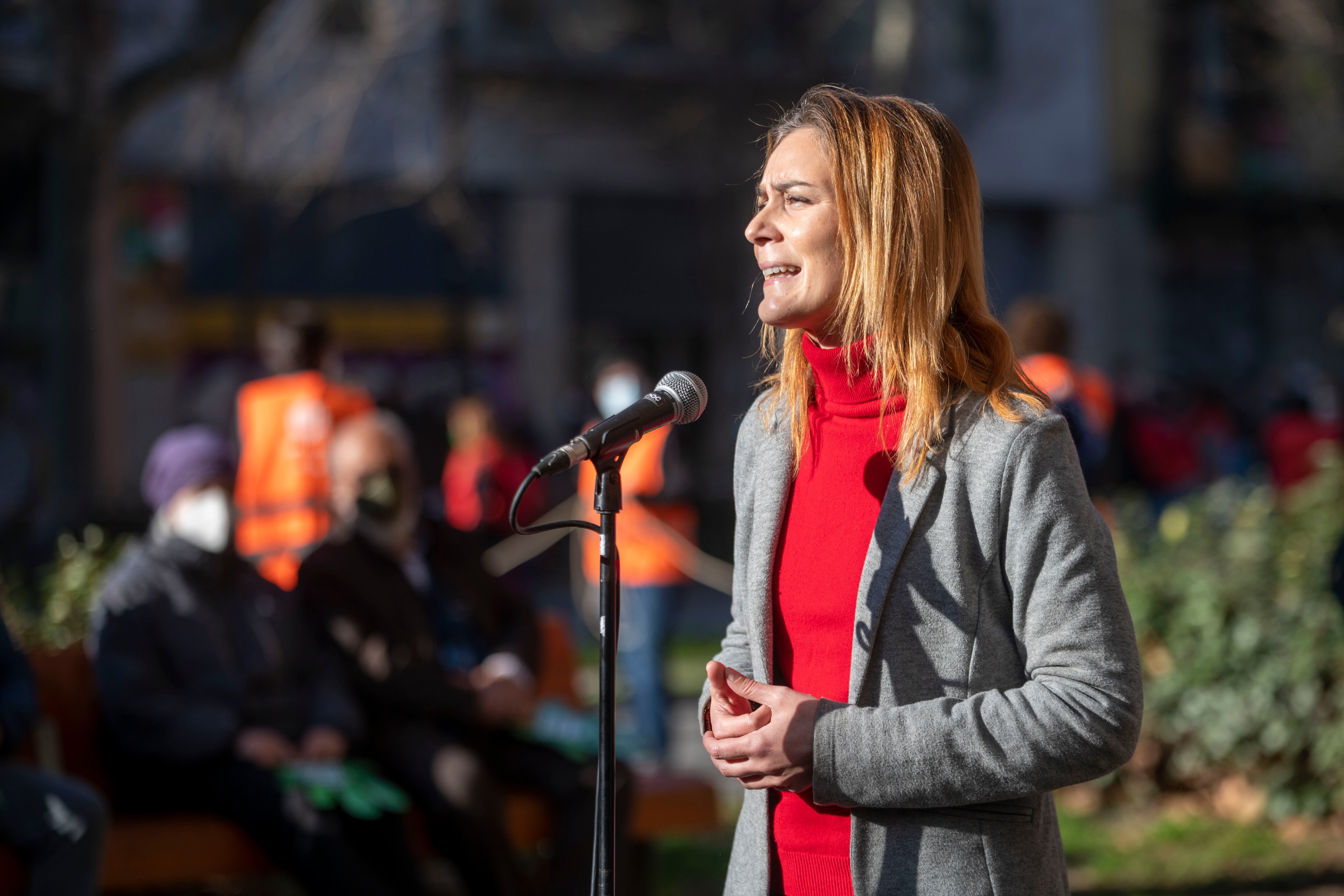 Jessica Albiach en campaña durante las elecciones catalanas de 2021.