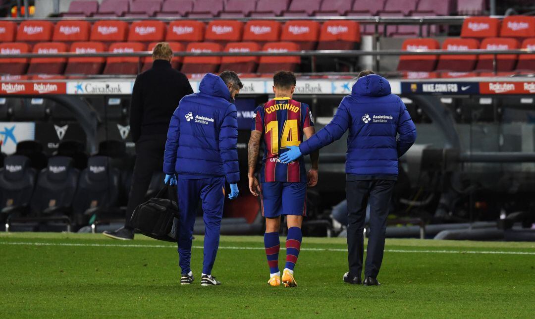 Philippe Coutinho, en el momento de la lesión