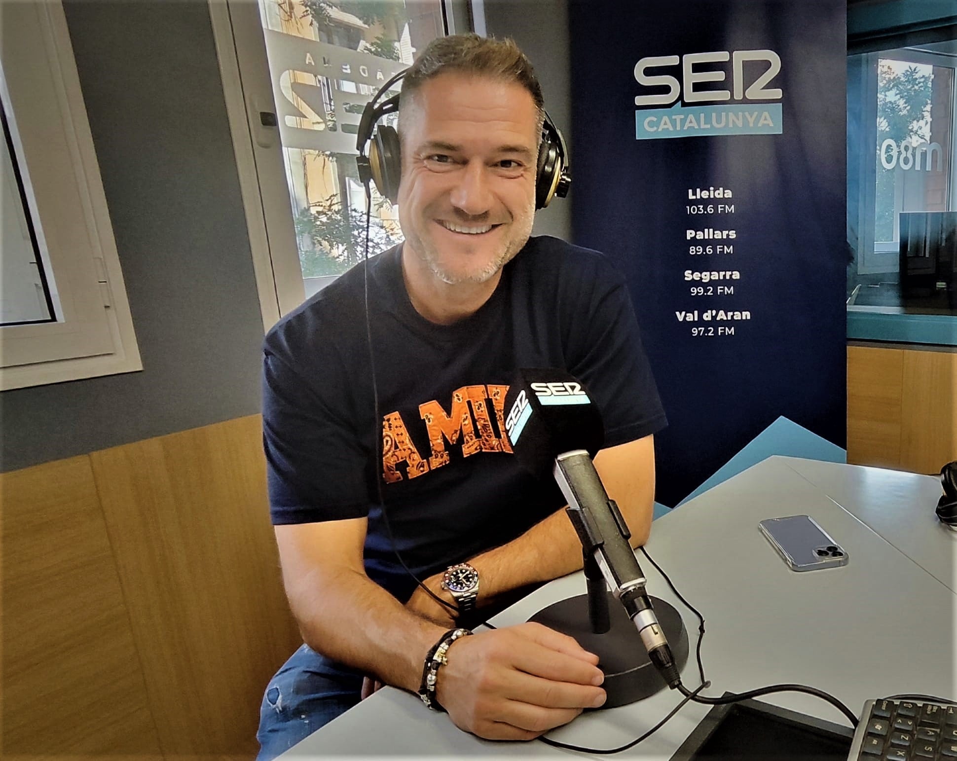 Un moment de l'entrevista a Xavier Bosch, soci del Grup Bonobo a Ràdio Lleida.