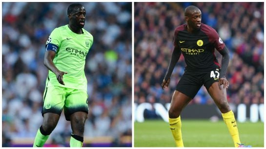 Yaya Touré, en el encuentro en el Bernabéu (izquierda) y en el partido de este sábado (derecho)