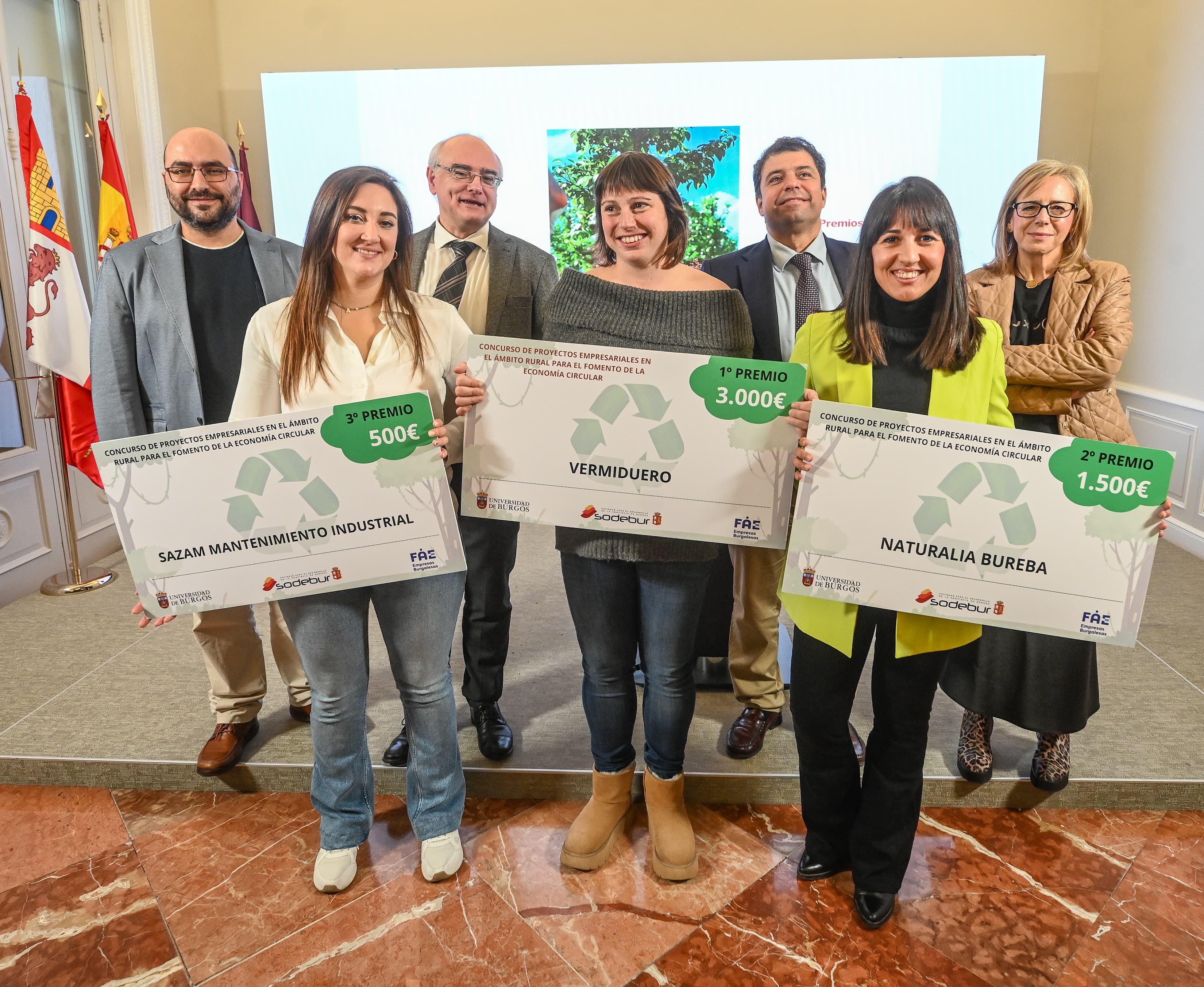 Las representantes de las tres empresas premiadas por su impulso a la economía circular en el medio rural de Burgos