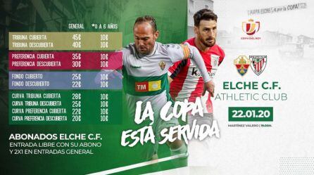 Precios para el Elche-Athletic de la Copa del Rey