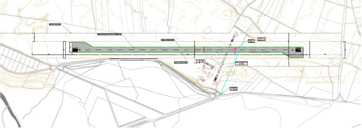 Plano de la solución adoptada para las obras de ampliación del Aeródromo de Garray.