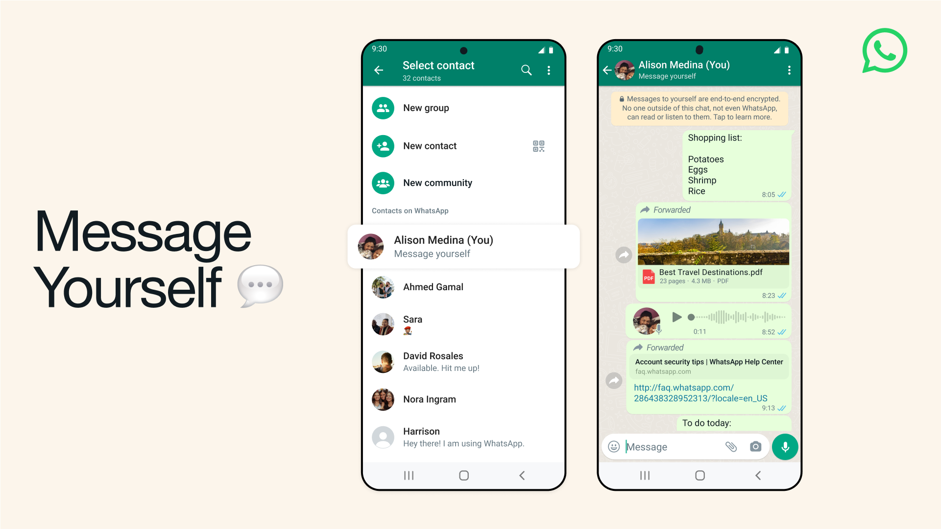 WhatsApp presenta Message Yourself.