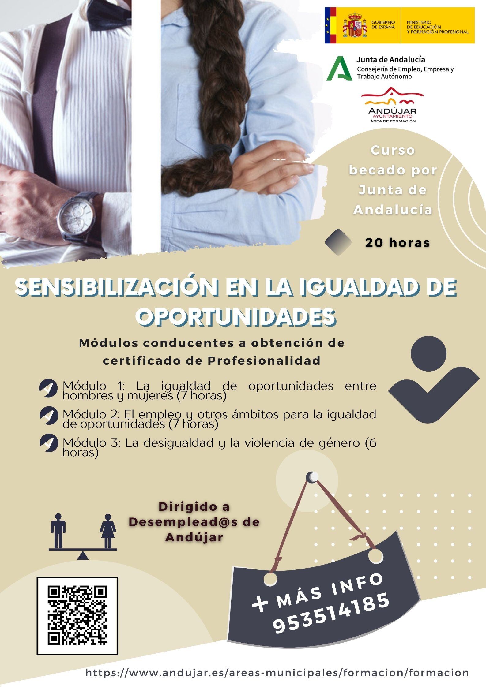 El Ayuntamiento de Andújar ofertará en marzo el Curso de Sensibilización en Igualdad de Oportunidades