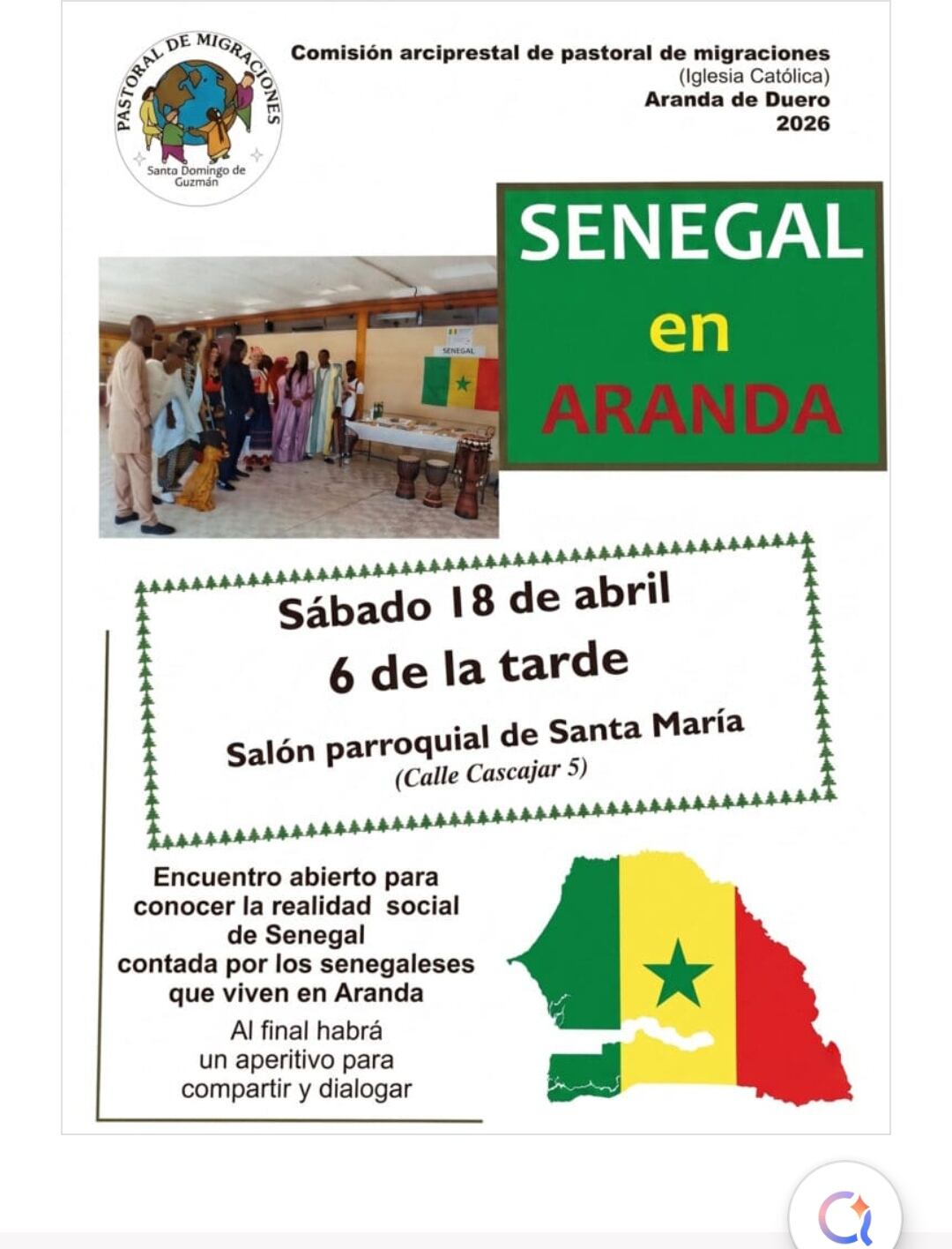 Cartel del encuentro Senegal en Aranda