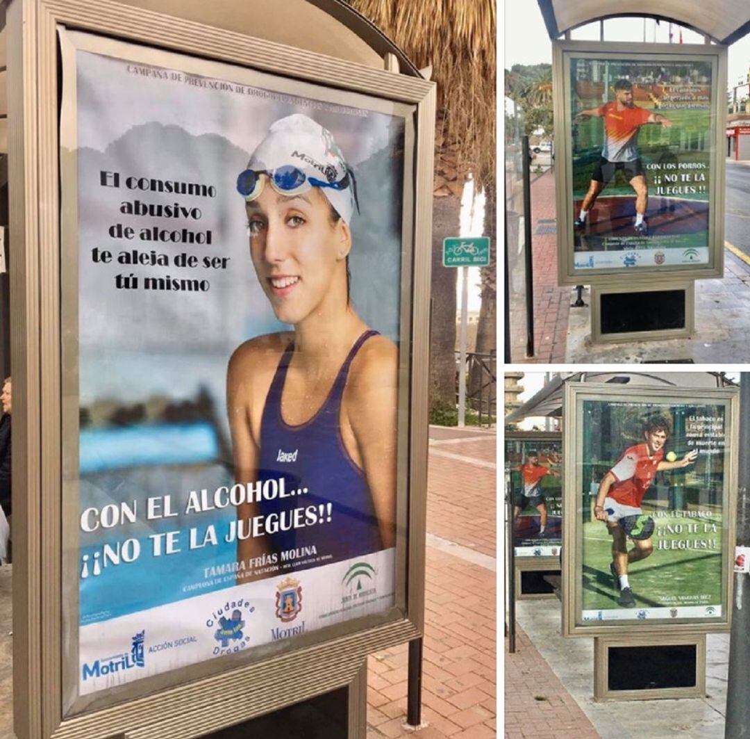 Imagen de los tres deportistas motrileños que participan en la campaña contra las adicciones ¡No te la juegues!