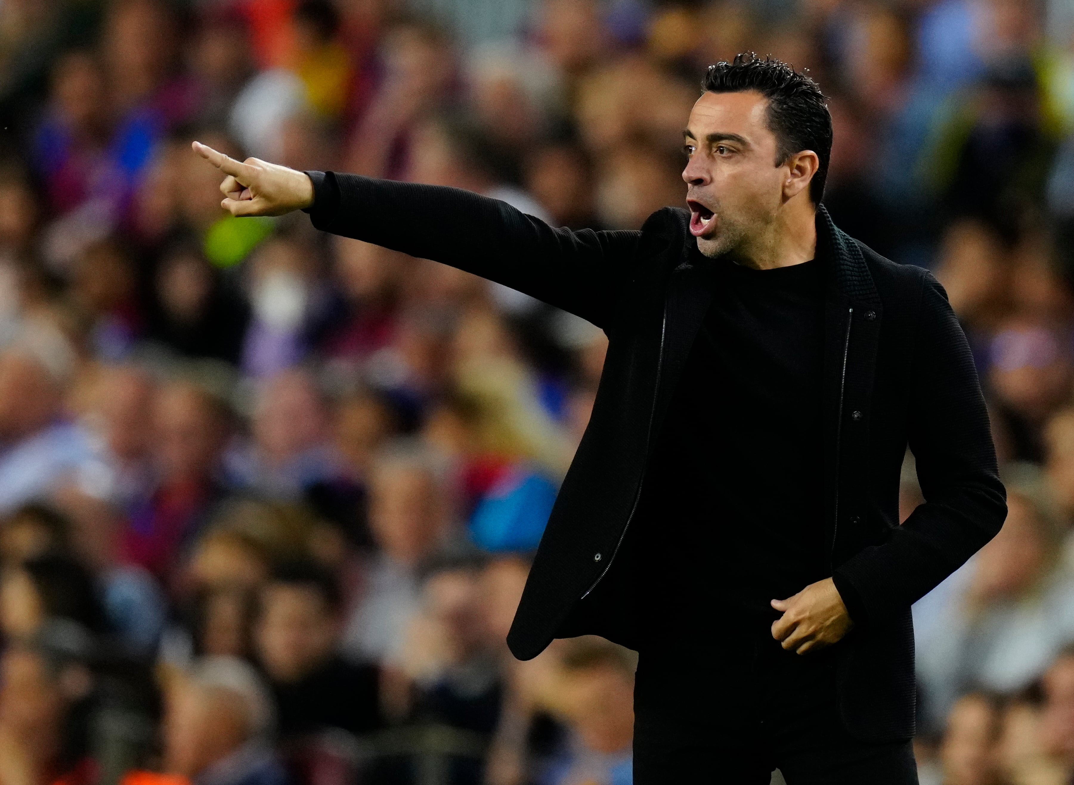 El entrenador del FC Barcelona, Xavi Hernández, durante el encuentro correspondiente a la jornada 36 de Primera División que FC Barcelona y Celta de Vigo.