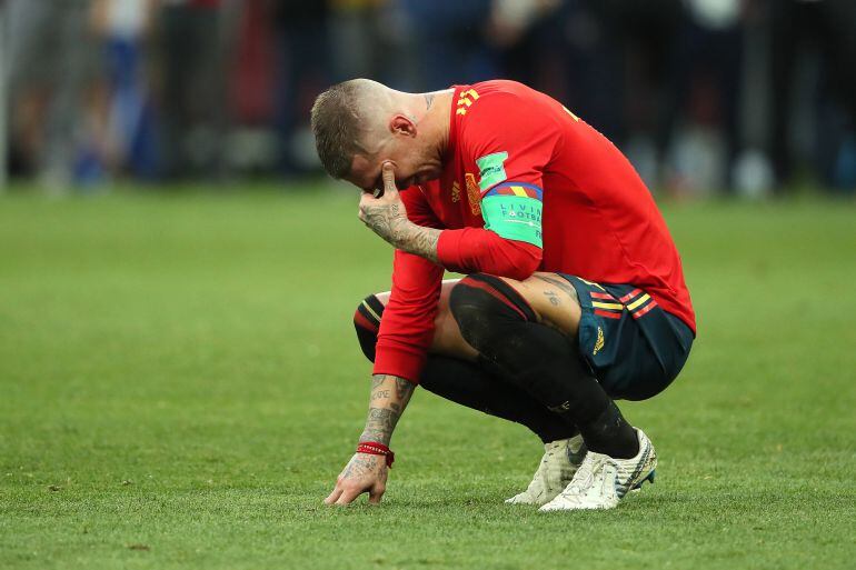 Ramos se lamenta tras la derrota ante Rusia