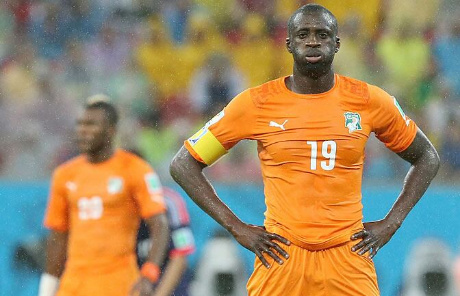 Yaya Touré, durante un partido de Costa de Marfil en Brasil