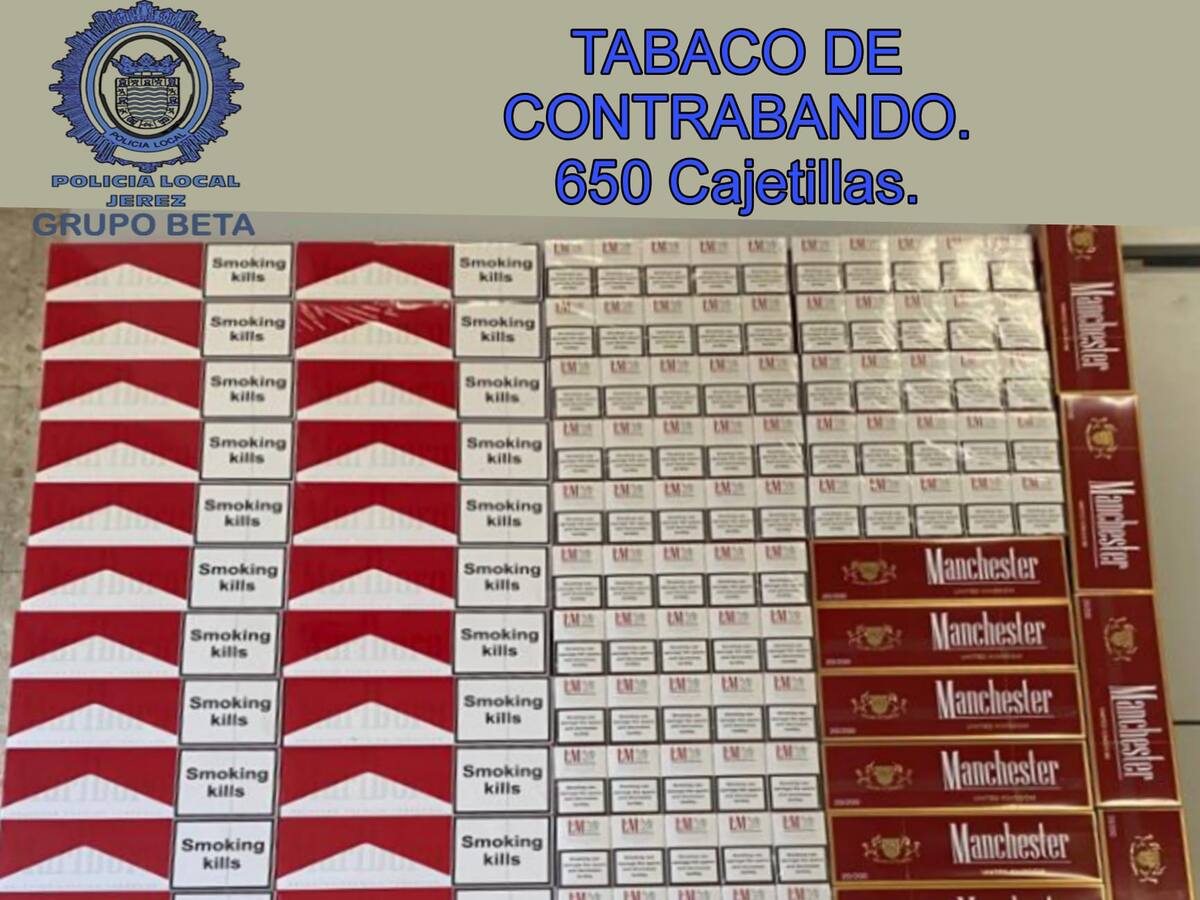 Policía Local de Jerez interviene 650 cajetillas de tabaco de contrabando con un valor de casi 3.000 euros