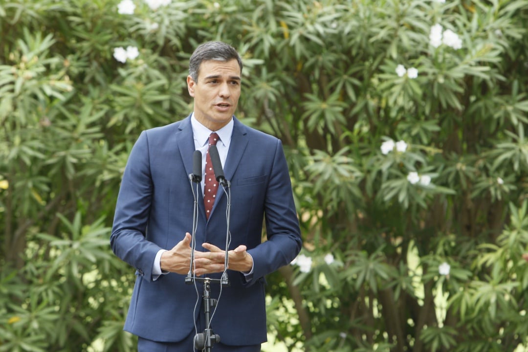 El Rey Felipe VI recibe al presidente del Gobierno en funciones, Pedro Sánchez, en el Palacio de Marivent de Palma de Mallorca