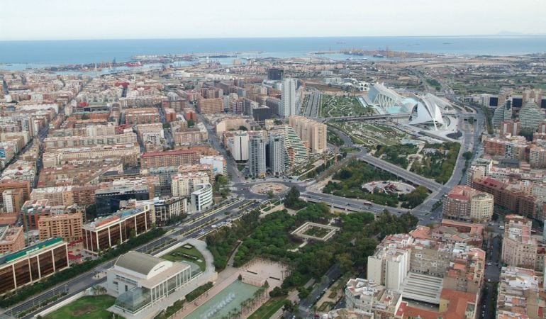 Vista aérea de la ciudad de Valencia