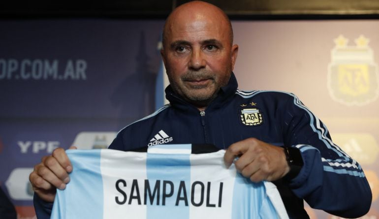 Jorge Sampaoli, durante su presentación con la selección argentina