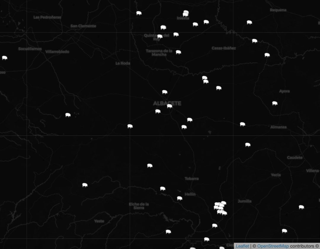 Mapa de las macrogranjas de porcino