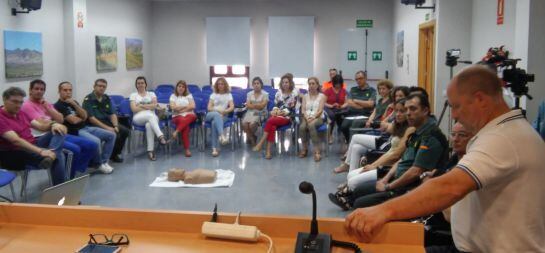 Asistentes a la jornada de reanimación cardiopulmonar en las VII Jornadas de la Salud de Jódar