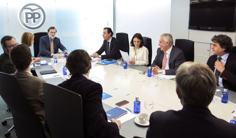 Fotografía facilitada por el PP, de laa reunión del Comité de Dirección del partido, el pasado lunes, en la sede de la calle Génova, en Madrid.