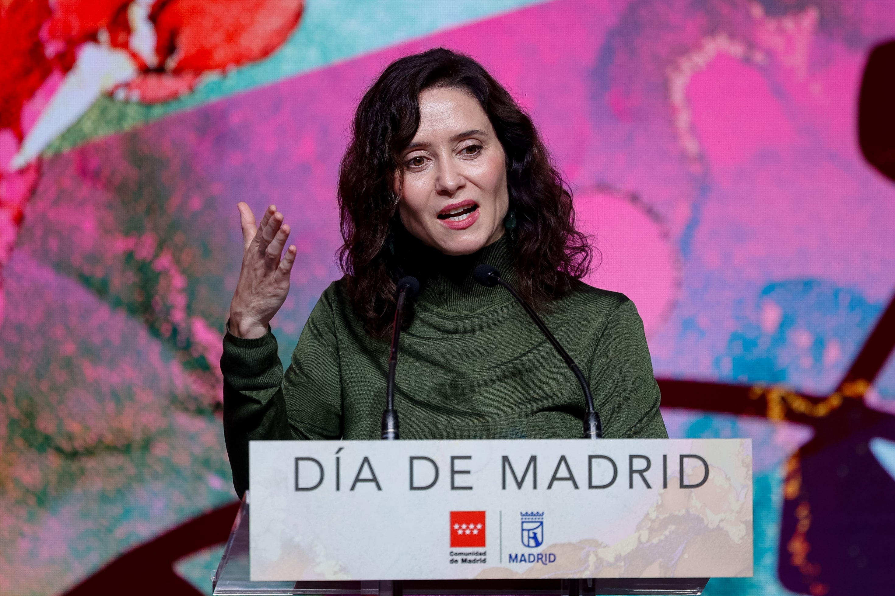 MADRID, 23/01/2026.- La presidenta de la Comunidad de Madrid, Isabel Díaz Ayuso, participa en el Día de Madrid en Fitur, este viernes. EFE/ Daniel Gonzalez