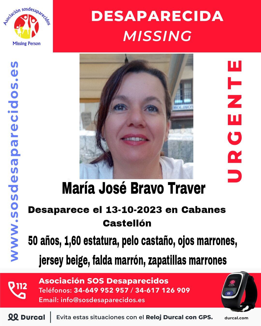 María José Bravo Traver, desaparecida en Cabanes.