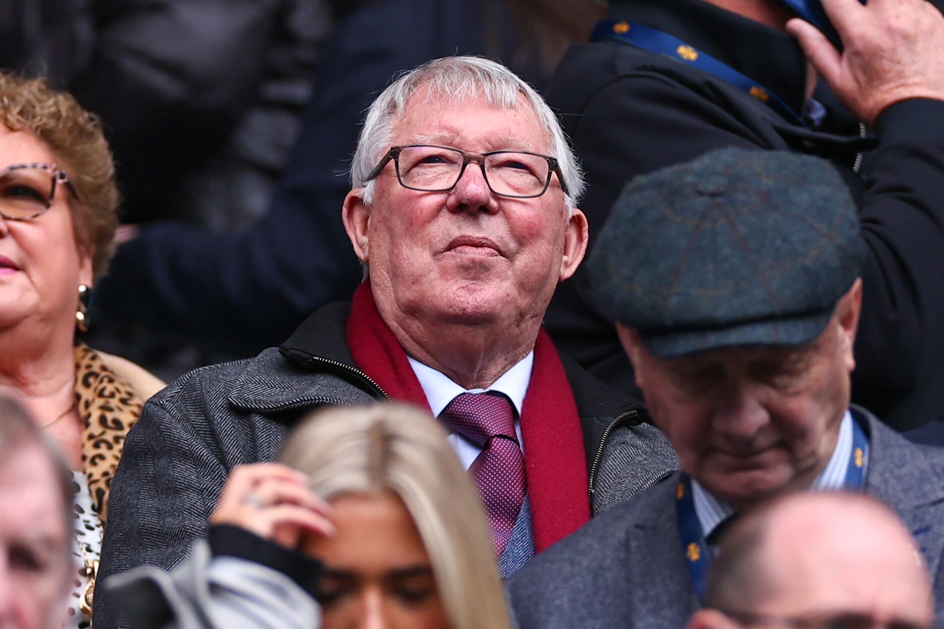 Ferguson en la grada en un partido de la Premier League