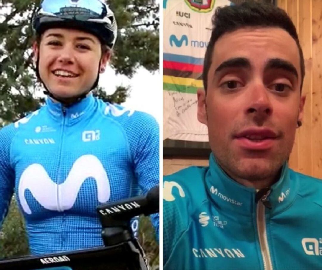 Los corredores de Movistar Team, Sara Martín (i) y Jorge Arcas.