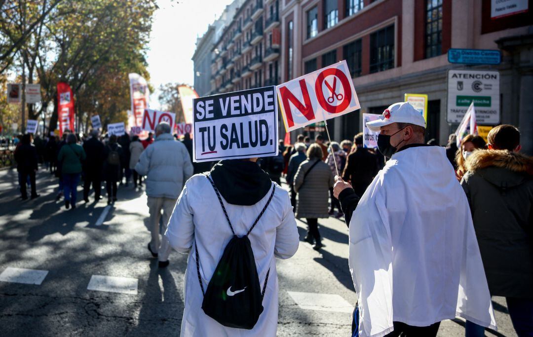 Manifestación en defensa de la Atención Primaria en Madrid.