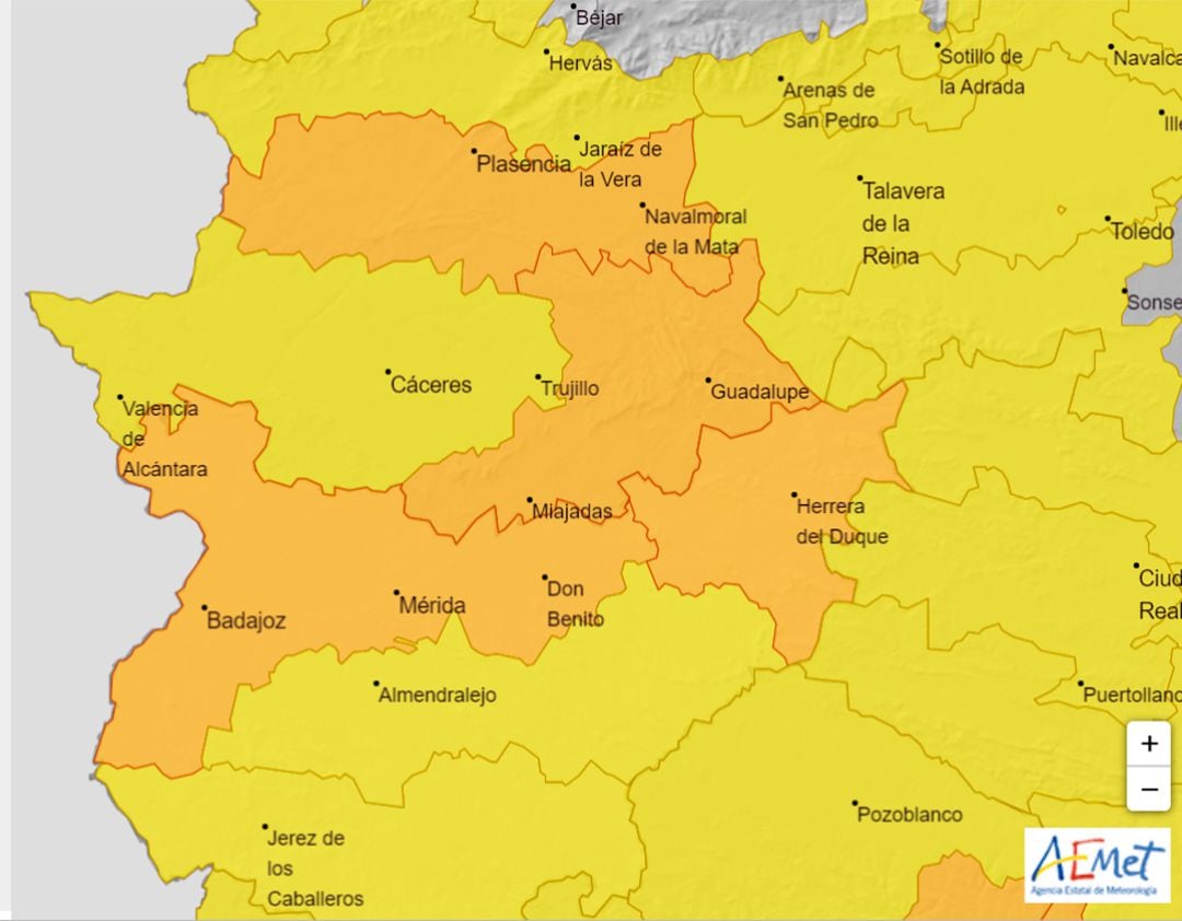 Mapa de alertas meteorológicas para el sábado 11 de julio de 2020