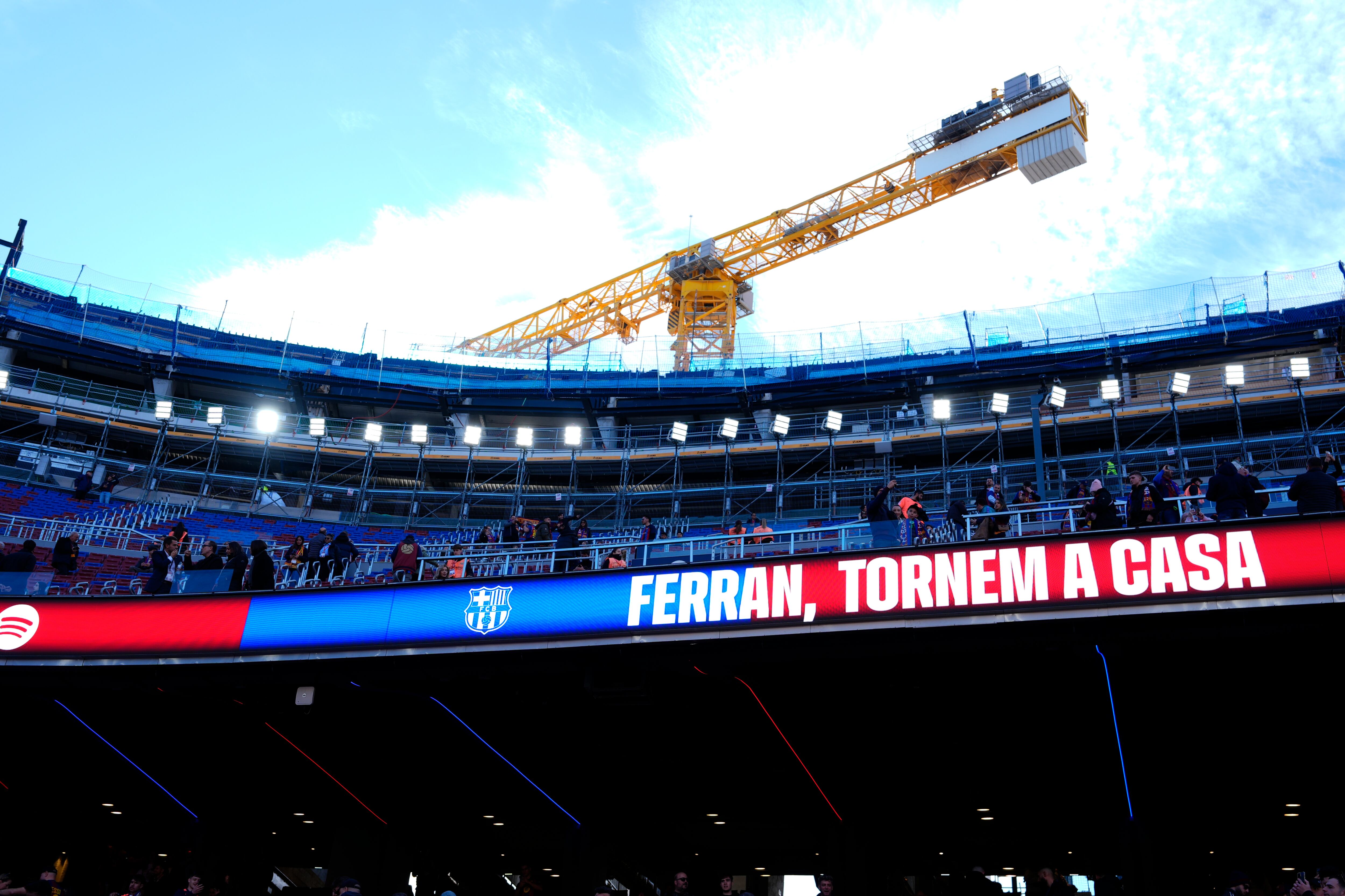 Imagen de las obras del Spotify Camp Nou durante el partido que disputaron entre el Barça y el Athletic