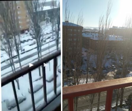 Captura del vídeo en el que se visualiza la Avenida Castilla y foto desde el mismo edificio