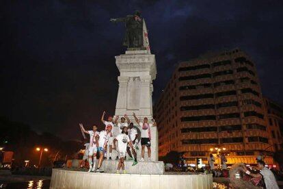 Celebración del último ascenso de la Cultural.