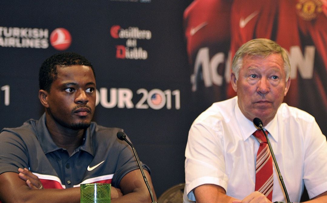 Patrice Evra y Sir Alex Ferguson