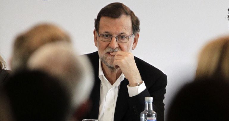 El presidente del Gobierno en funciones y líder del PP, Marinao Rajoy, al inicio de la junta directiva de los populares catalanes. 