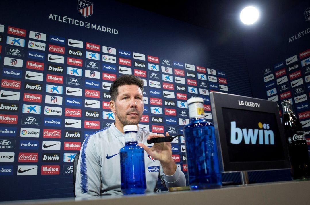 Simeone, durante la rueda de prensa de este viernes