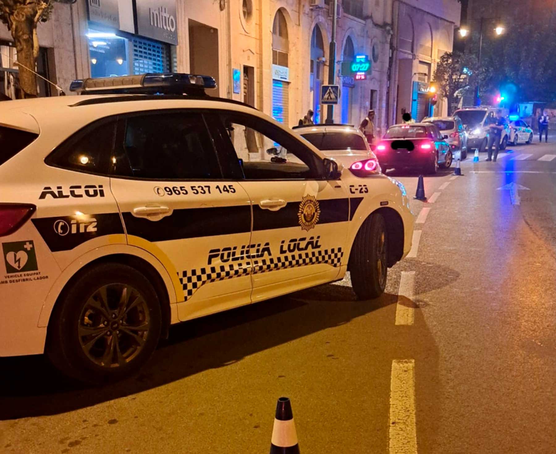 Imagen de archivo de uno de los controles de la Policía Local de Alcoy