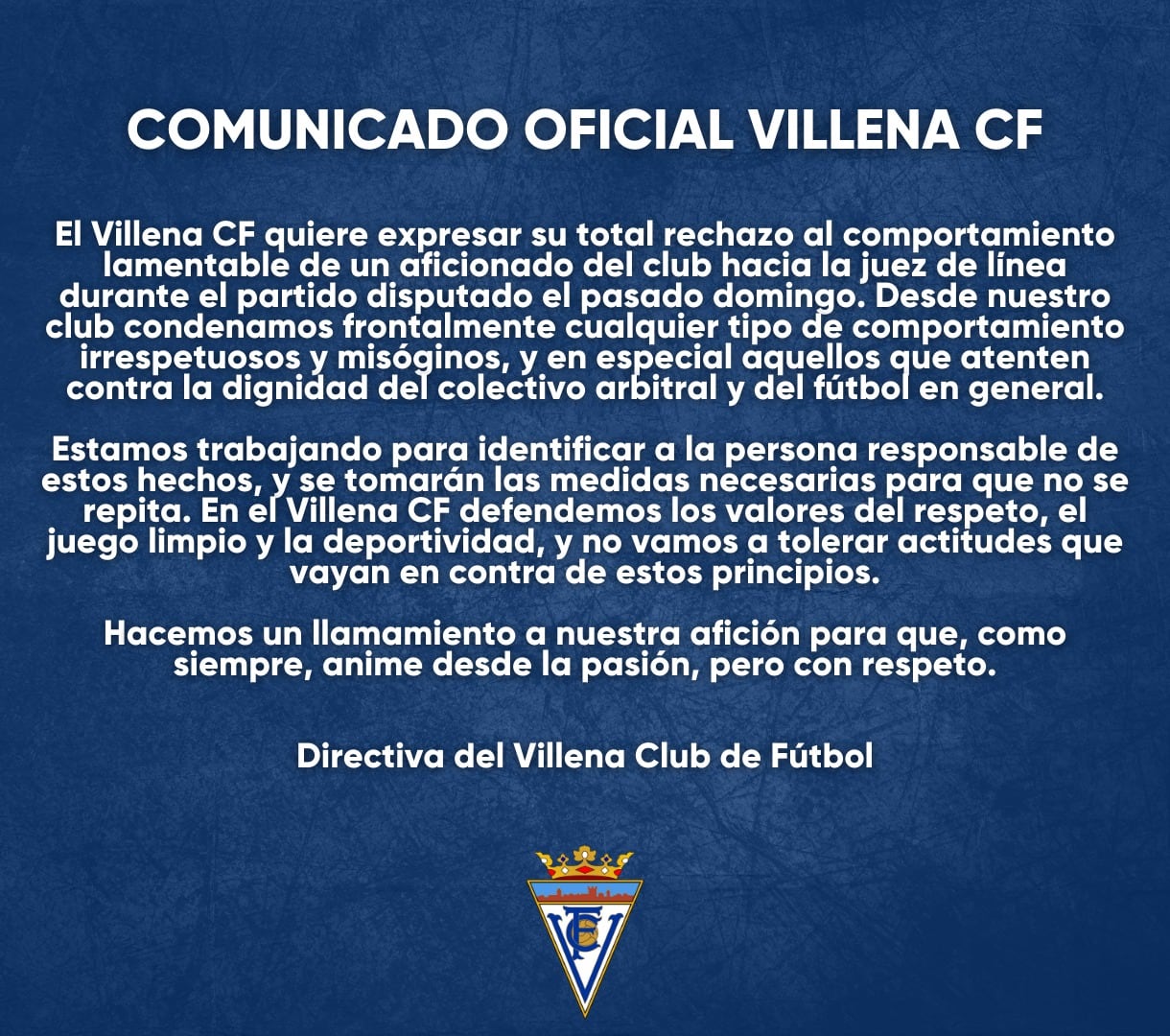 Comunicado del club