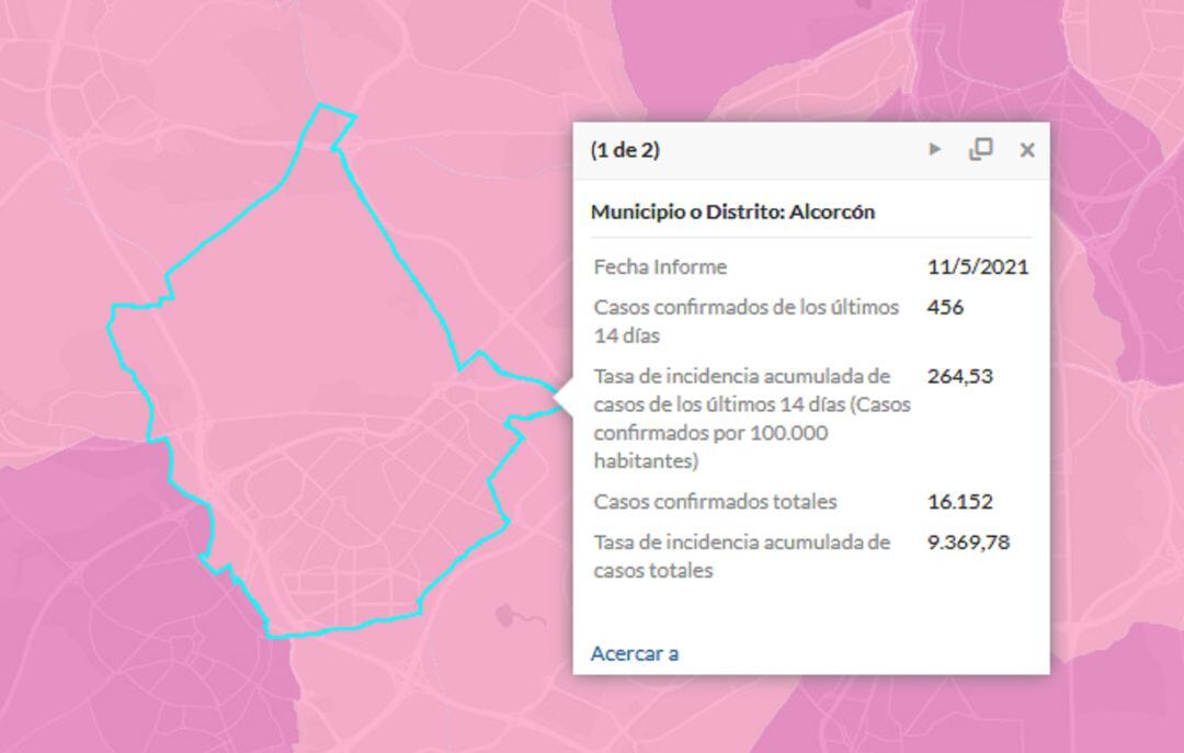 Situación epidemiológica en Alcorcón a 11 de mayo de 2021