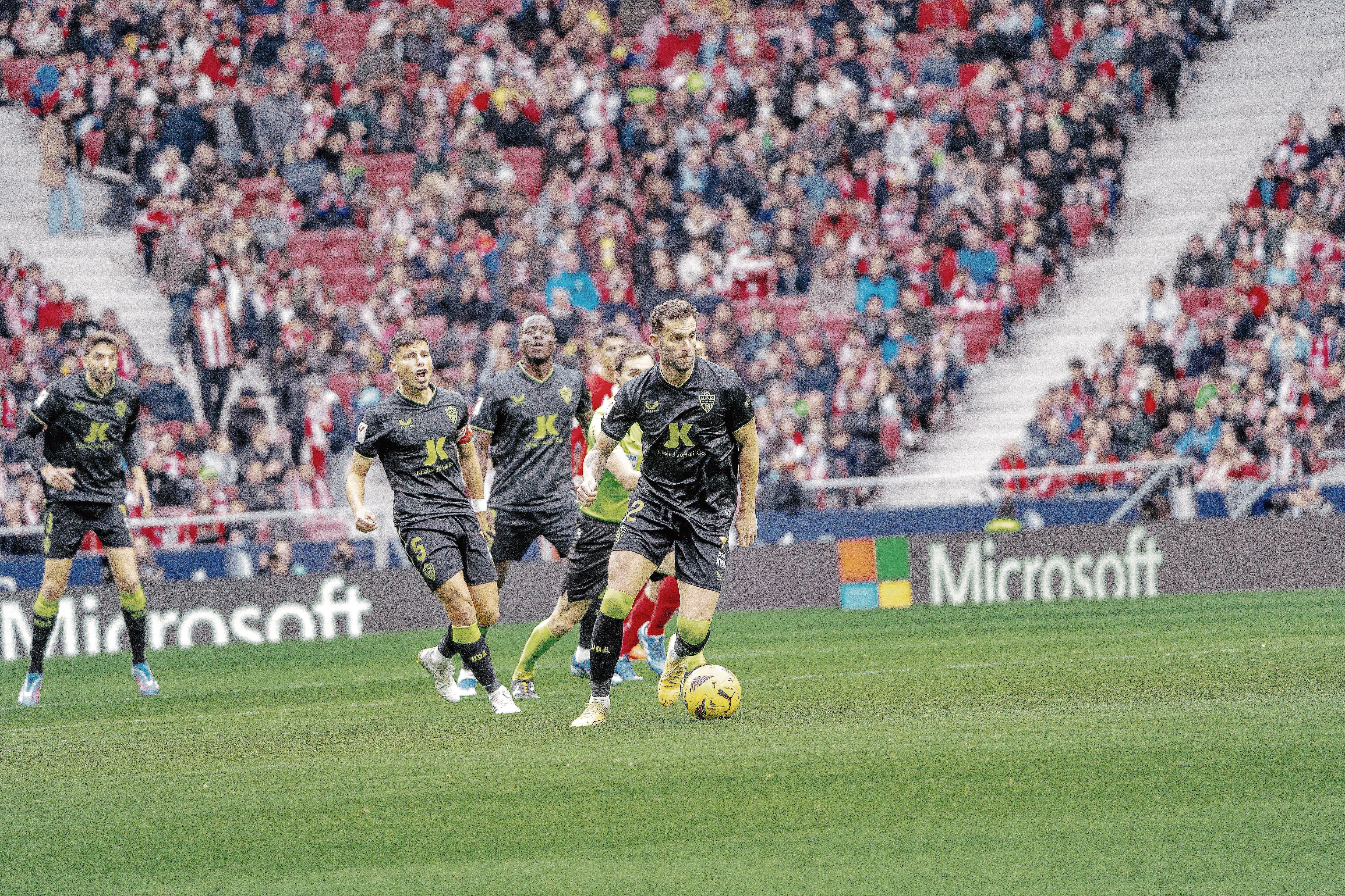 Leo Baptistao en una jugada del partido en el Cívitas Metropolitano ante el Atlético de Madrid.