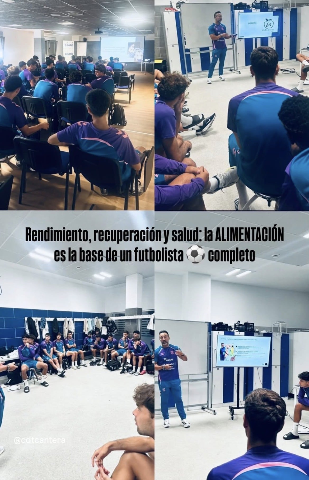 Alejandro Lorenzo (nutricionista), se dirige a los jugadores de cantera del CD Tenerife.