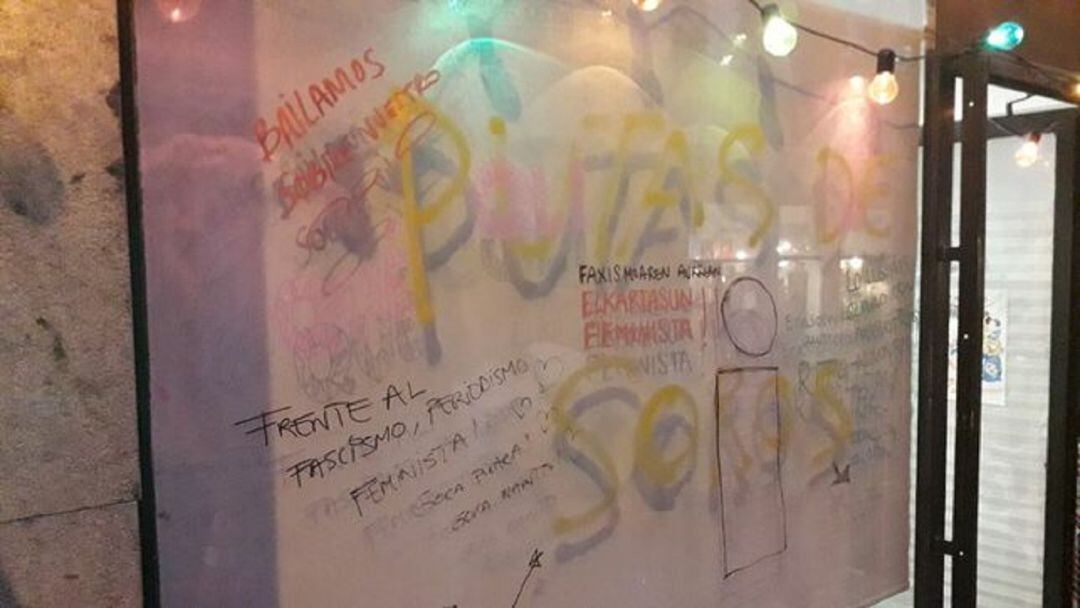 Pintada que ha aparecido en el antiguo local de Faktoria Lila, el proyecto de comunicación feminista  