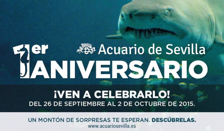 Cartel del primer aniversario del Acuario de Sevilla