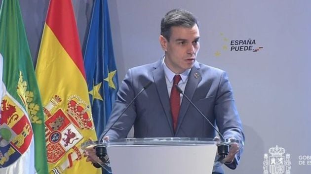 El presidente del Gobierno, Pedro Sánchez, en Mérida.