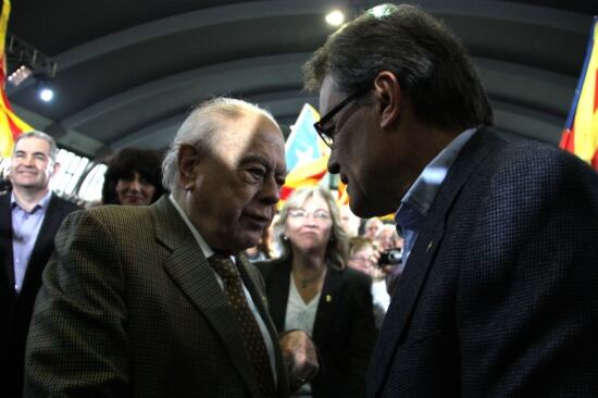 Jordi Pujol i Artur Mas, a un miting a Vic