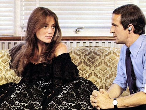 Jacqueline Bisset y François Truffaut en una escena de La noche americana.