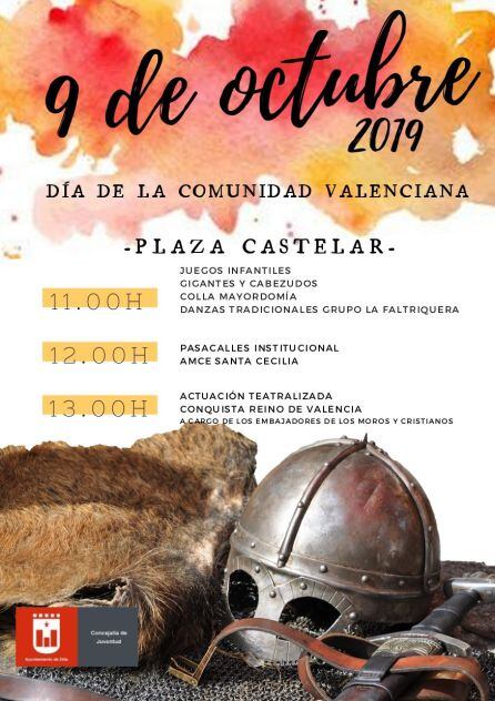 Cartel de actividades en Elda por la celebración del 9 de octubre